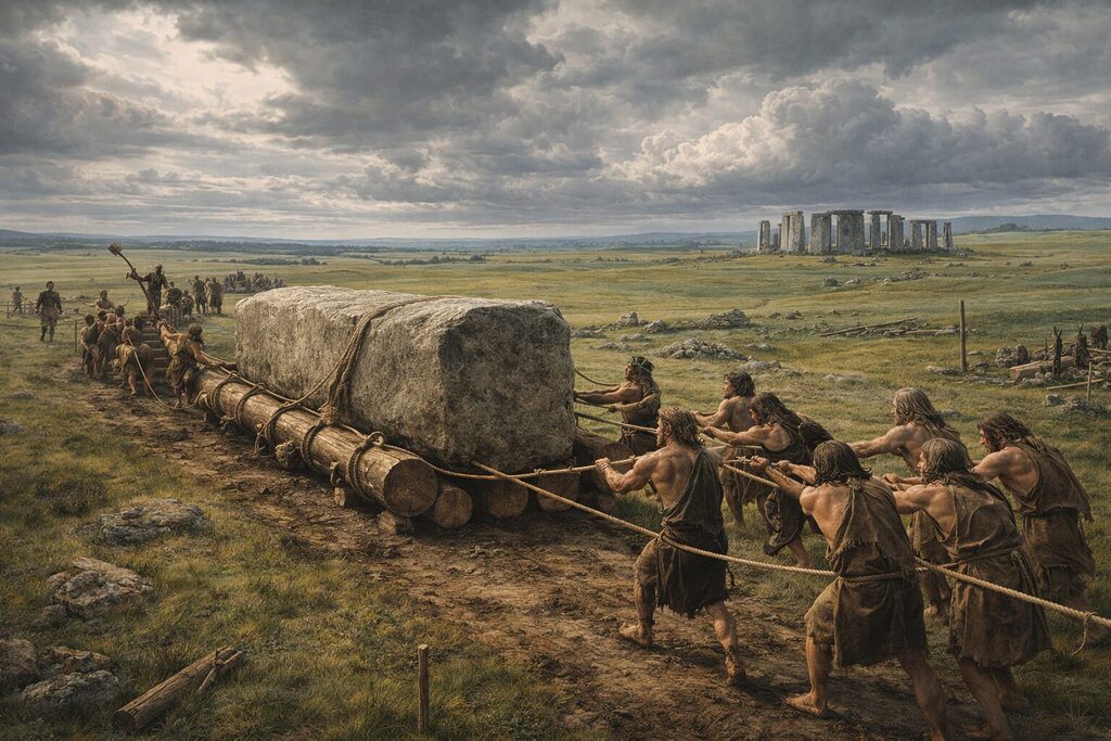 Tái hiện người thời tiền sử vận chuyển những khối đá khổng lồ để xây dựng Stonehenge