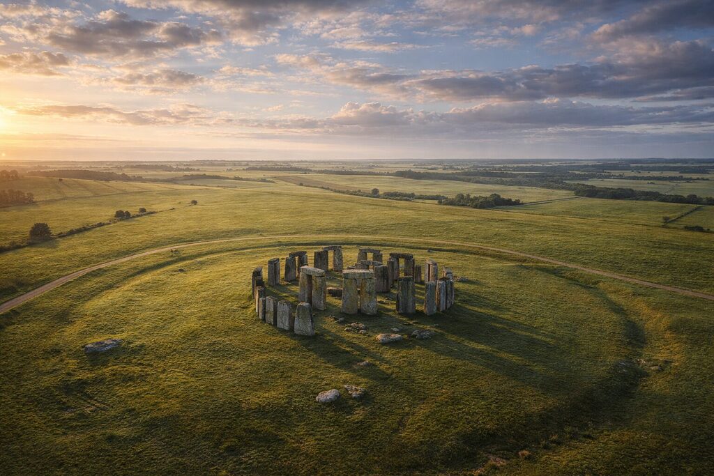 Toàn cảnh Stonehenge trên đồng bằng Salisbury ở miền nam nước Anh